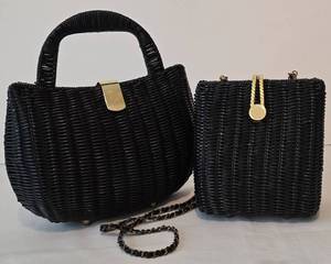 lot 185 image: Woven Black Handbag Duo