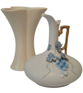 lot 246 image: Vintage Red Wing Pottery Vase and Vintage LAmour China Hand Painted Ewer