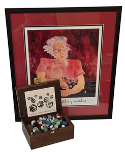 lot 333 image: Framed Print I Still Have All my Marbles and Vintage Marbles