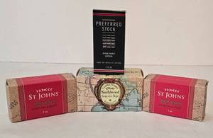 lot 338 image: Mens Preferred Stock After Shave, Caswell-Massey Sandalwood Soap and St. Johns Bay Soap