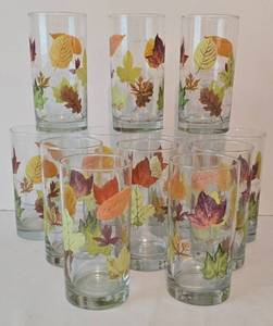 lot 341 image: Set of Vintage Libbey Autumn Leaf Six Inch Tumblers
