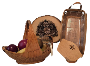 lot 342 image: Vintage Longaberger Basket, Decorative Goose Shaped Basket with Faux Fruit and More