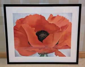 lot 316 image: Large Framed Red Poppies Print by Georgia OKeefe