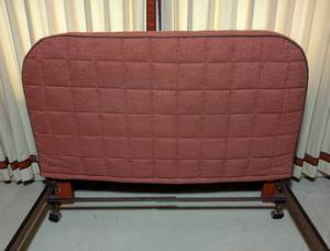 lot 351 image: Burnt Orange Upholstered Queen Headboard and Frame