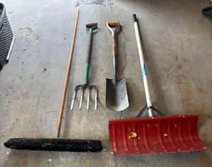 lot 452 image: Shovels, Broom and Pitchfork