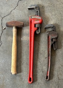 lot 454 image: Two Rigid Wrenches and Mallet