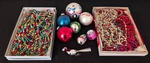 lot 154 image: Vintage Glass Christmas Ornaments and Plastic Bead Strands