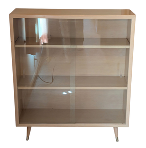 lot 6 image: Glass Door Blonde Mid Century Bookcase #2