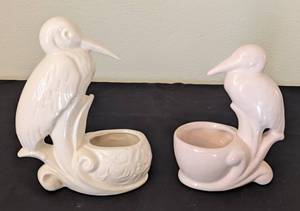 lot 169 image: Pair of Small Ceramic Bird Planters