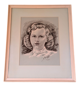 lot 170 image: Framed Vintage Portrait Drawing