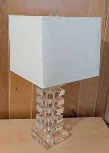 lot 20 image: Robert Abbey Stacked Crystal Table Lamp