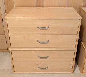 lot 281 image: Pair of Stacked Blonde Wood Storage Drawers