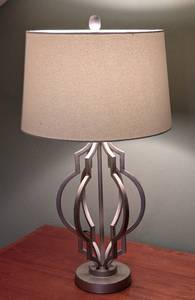 lot 66 image: Decorative Brushed Nickel Table Lamp