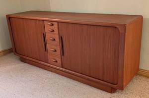 lot 15 image: Dyrlund Mid Century Danish Teak Tambour Door Credenza