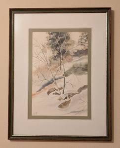 lot 51 image: Scenic Forest Watercolor Painting by N. Toensing