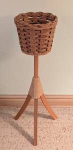 lot 61 image: Vintage Three Leg Woven Plant Stand
