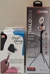 lot 10 image: Snap Away Selfie Ring - As Seen on TV & Halo Stick - Vlogging Series - Extends Up to 4 FT NEW (View Photos)