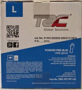 lot 14 image: GLOBAL SOLUTIONS  TAC BRAND- POWDER Free Blue Gloves (10 Boxes) SIZE L