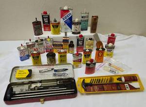 lot 53 image: Vintage  Gun Oil, Zippo Lighter Fluid, Nyoil, Gun Oil Kits and More