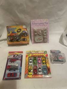 lot 41 image: Collection of 6 Toy Sets including Mini Monster Trucks and Porcelain Tea Set