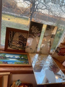 lot 99 image: Assorted Framed Artwork Collection with Rustic and Floral Themes