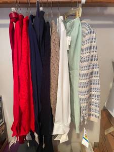 lot 125 image: Collection of Womens Clothing including Sweaters, Pants, and Blouses - Various Brands