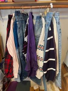 lot 130 image: Collection of Assorted Clothing including Sweaters and Jeans