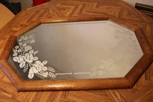 lot 514 image: Framed mirror with flower print des...