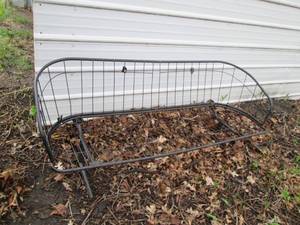 lot 38 image: Long Metal framed outdoor park benc...