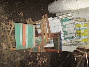 lot 61 image: Vintage metal framed lawn chairs an...