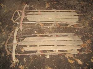 lot 71 image: Pair of vintage metal and wood down...