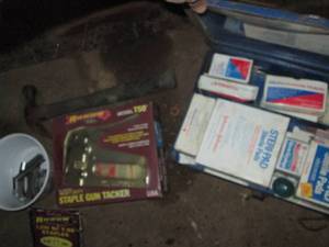 lot 88 image: Vintage metal first aid kit, staple...