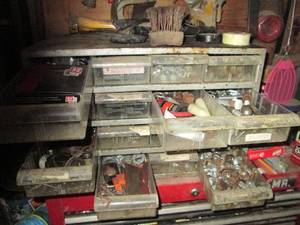 lot 91 image: Metal benchtop hardware organizer w...
