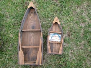 lot 115 image: Pair of adorable wooden Canoe shape...