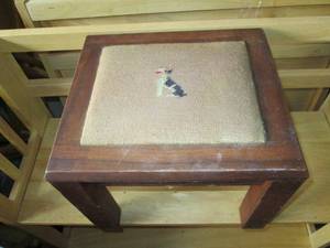 lot 183 image: Wood stool with Embroidered dog des...