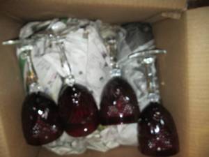 lot 189 image: Lot of Ruby Red cut glass stemware...