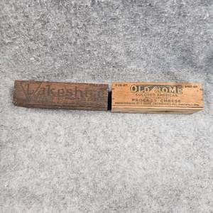 lot 10 image: (2)Wooden Cheese Boxes