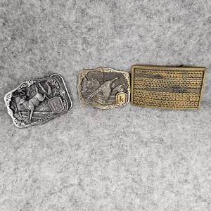 lot 28 image: Keltgen Brass and Pewter Belt Buckle & Buctril Brass Buckle