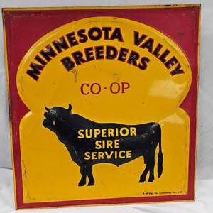 lot 57 image: 1953 Minnesota Valley Breeders Co-op Superior Sire Service Sign