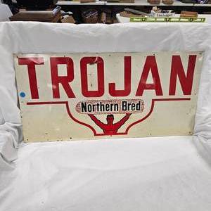 Original Trojan "Northern Breed" Tin Lith Sign
