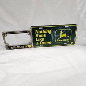 lot 62 image: John Deere License Plate and Keep on Truckin Plate