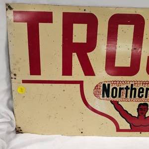 lot 64 image: Trojan Tin Lith Original Sinage, Very Nice