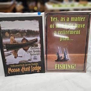 lot 71 image: Hunting & Fishing Tin Signs(2)