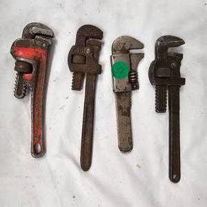 lot 93 image: Lot of 4 Miniature Pipe Wrenches