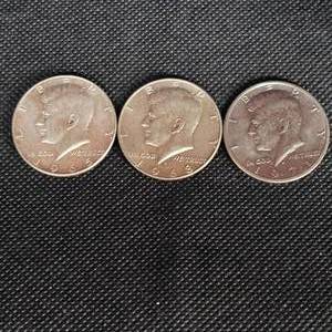 lot 53 image: 1965,1968,1971 Kennedy  50c