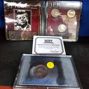 lot 43 image: JFK Mint Mark Set and Eisenhower P Bicentennial