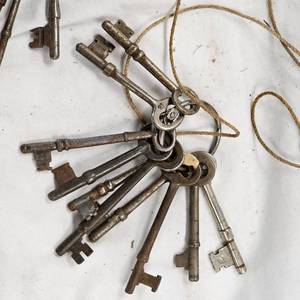 lot 105 image: (2) Rings of Vintage Skeleton Keys