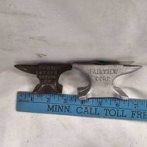 lot 108 image: Mini Anvil Advertisement Anvils, Speich Stove Repair and Fairview Corp