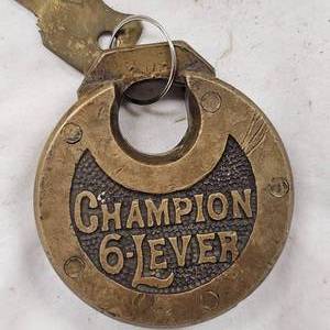 Beautiful 1900's Champion 6 Lever Padlock, Miller Lock Company