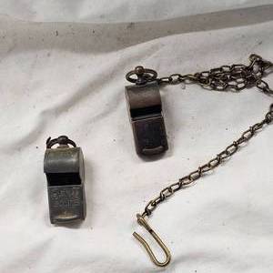 lot 154 image: Made in USA Prison Whistle and Early Signal Police Whistle
